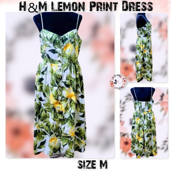 H&M Dresses & Skirts - 💛H&M Lemon Print Sun Dress size M